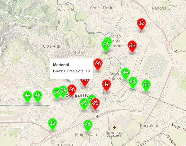 Bergamo city bikesharing map